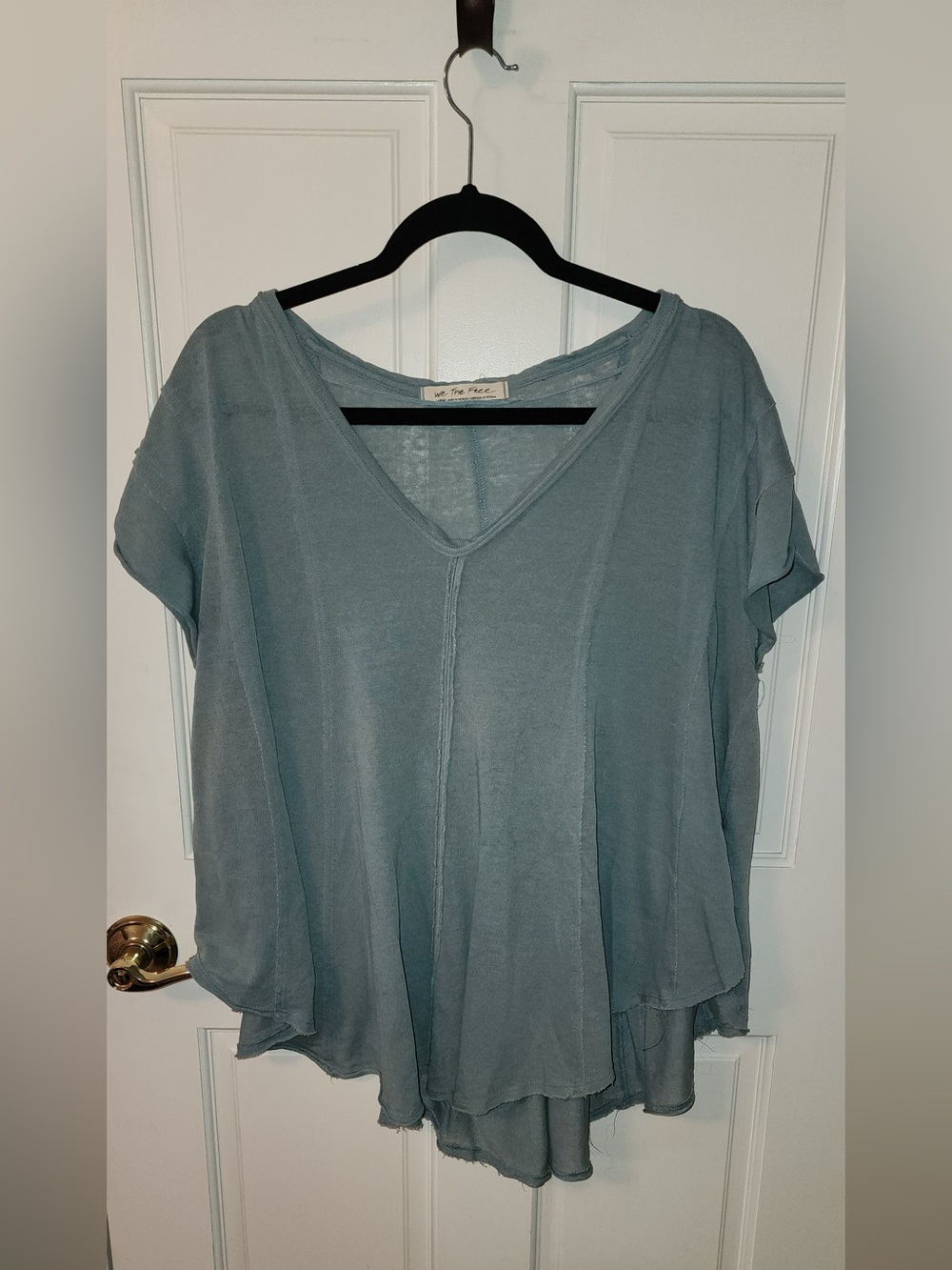 We The Free Dusty Blue V-Neck Layered Top